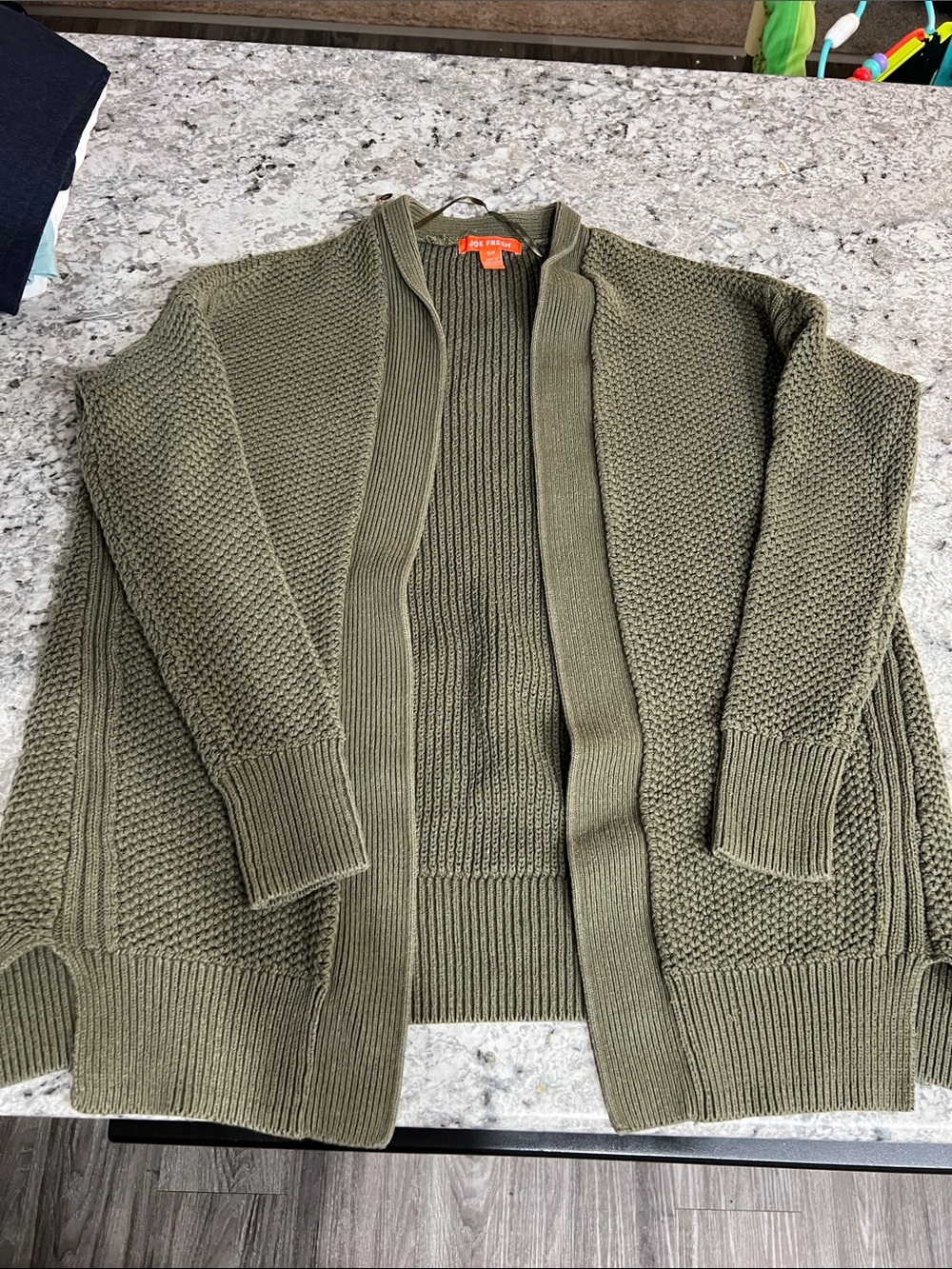 Joe Fresh Olive Open-Front Knit Cardigan
